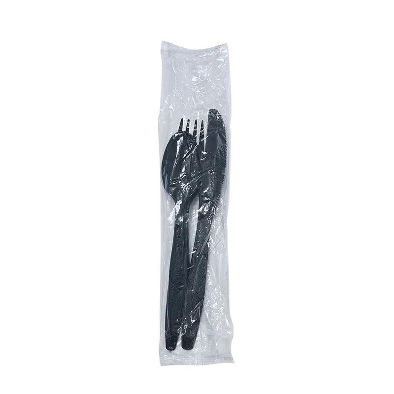 Victoria Bay 4PC Cutlery Kit PS Black Heavyweight Freezer Safe With Fork,Knife,Teaspoon,Soup Spoon 250/Case