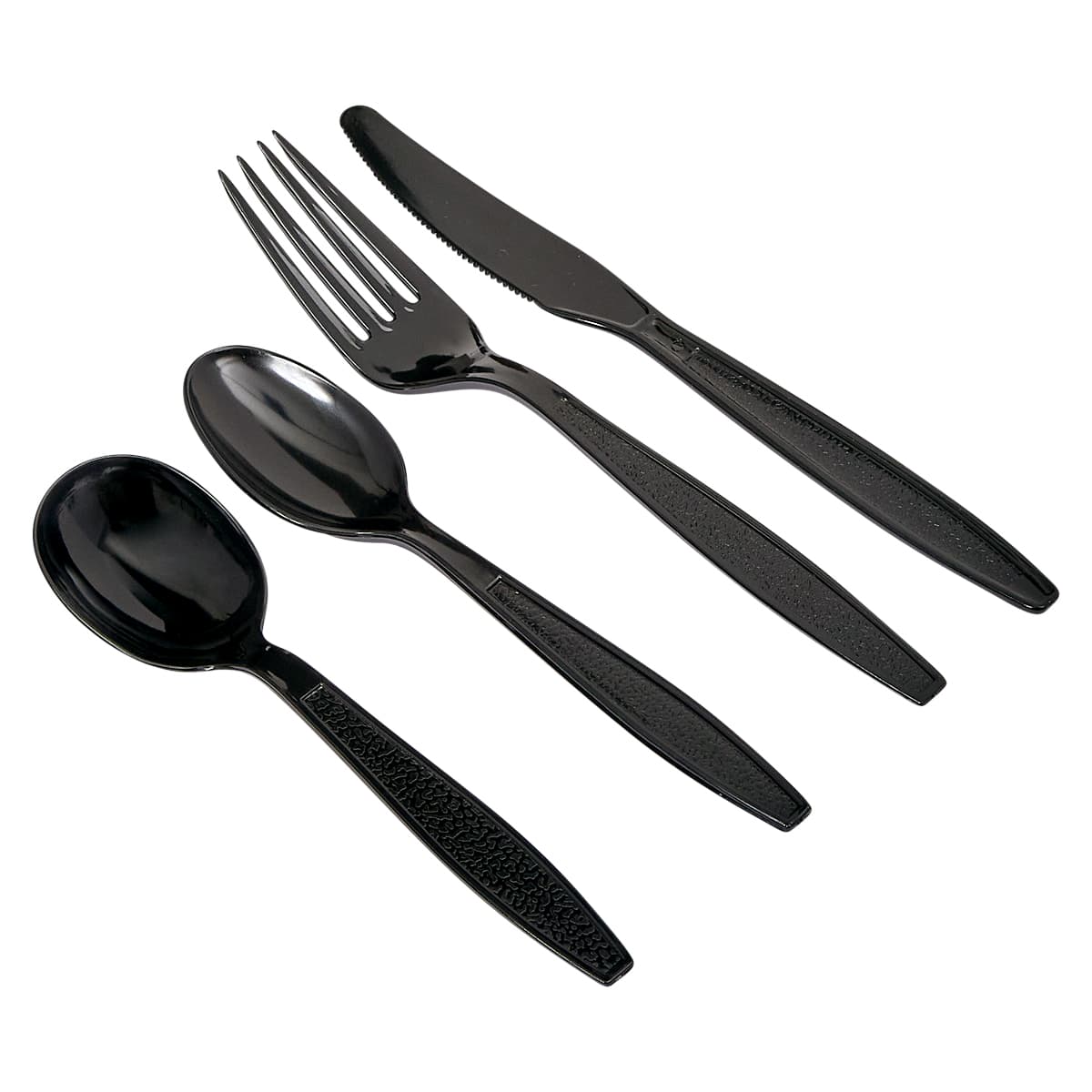 Victoria Bay 4PC Cutlery Kit PS Black Heavyweight Freezer Safe With Fork,Knife,Teaspoon,Soup Spoon 250/Case