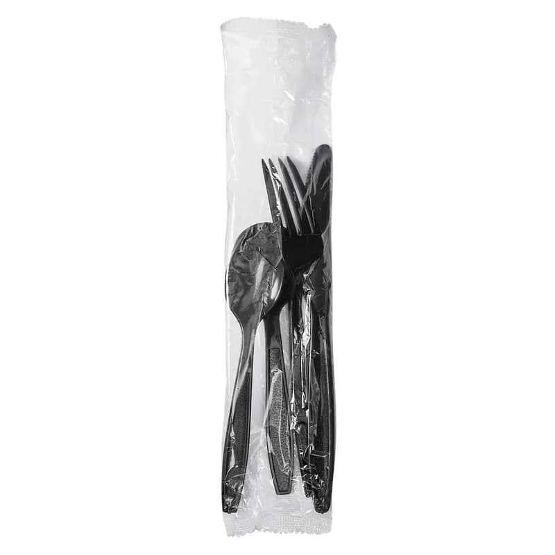 Victoria Bay 4PC Cutlery Kit PS Black Heavyweight Freezer Safe With Fork,Knife,Teaspoon,Soup Spoon 250/Case