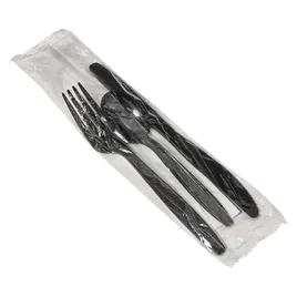 Victoria Bay 4PC Cutlery Kit PS Black Heavyweight Freezer Safe With White Napkin,Fork,Knife,Soup Spoon 250/Case