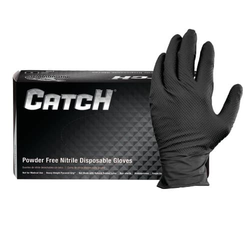 Safety Zone® Gloves Medium (MED) Black 9MIL Nitrile Powder-Free Pyramid Grip® Beaded Cuff 100 Count/Box 10 Box/Case