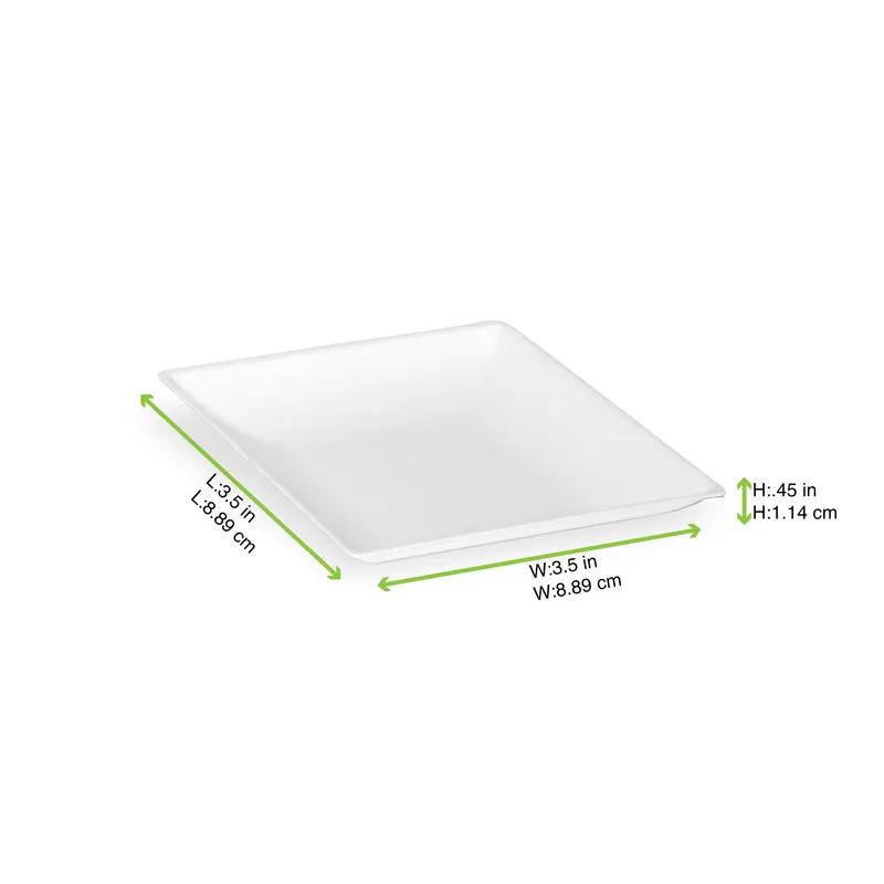 Plate 3.5X3.5 IN Sugarcane White Microwave Safe Freezer Safe 100 Count/Case