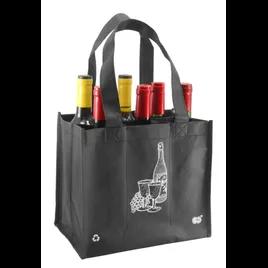 6 Wine Bottle Bag 10.75X9+7 IN NWPP Black Stock Print Tote 100/Case