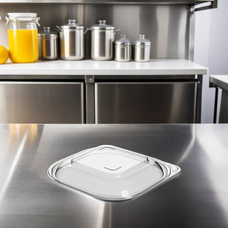 Thermosource Tooling Lid 7.2X7.2X1.1 IN PP Clear Square For 24 OZ Container 600/Case