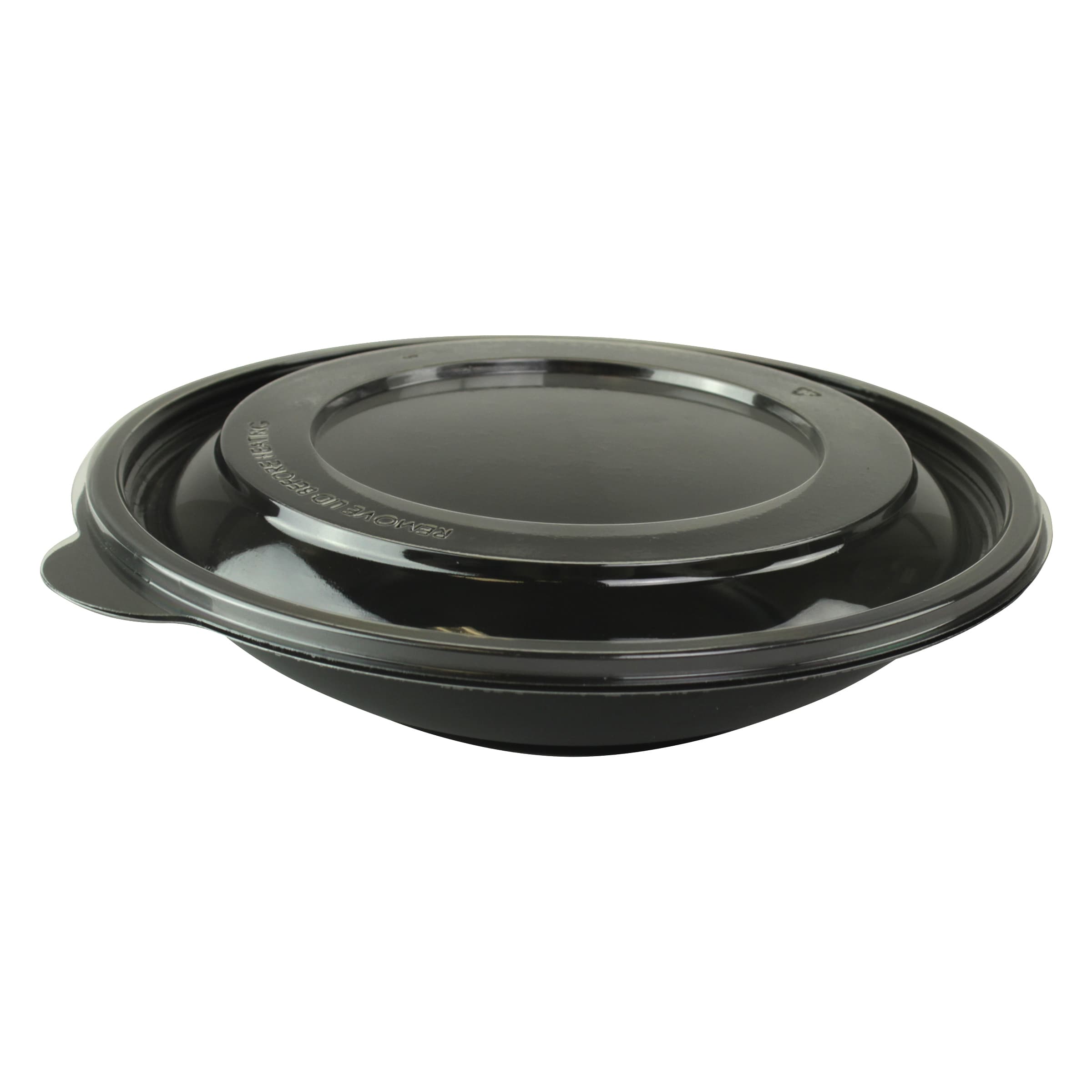 Bowl & Lid Combo With Polyethylene Terephthalate (PET) Dome Lid Medium (MED) 18 OZ PP Black Clear Round 150/Case