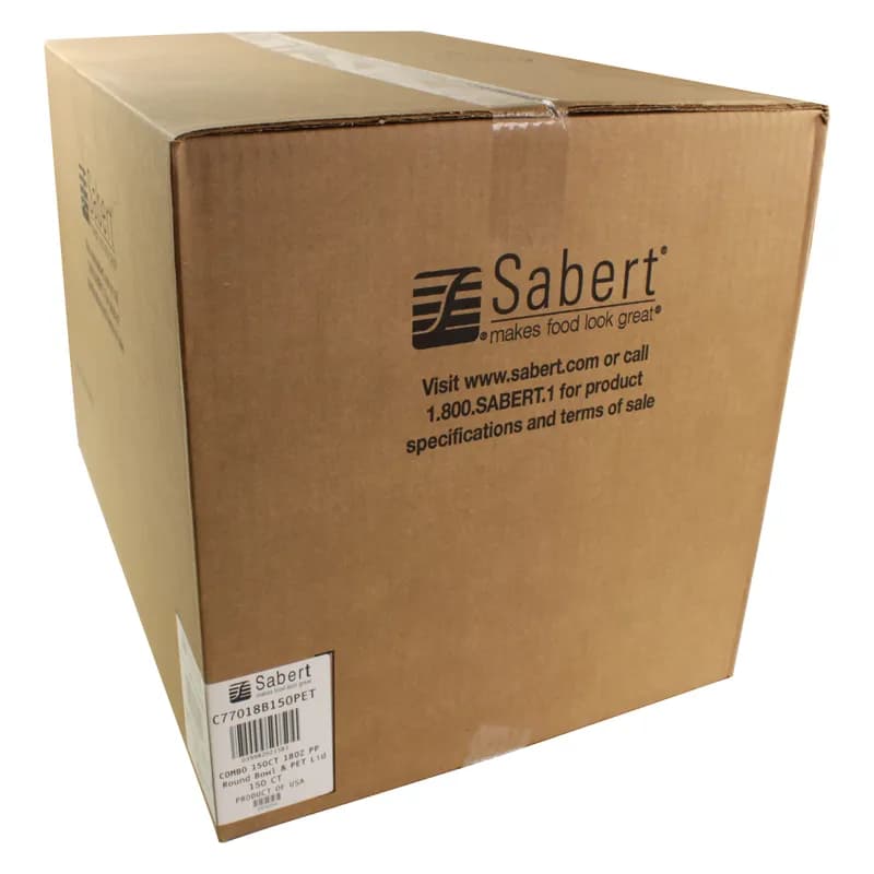 Bowl & Lid Combo With Polyethylene Terephthalate (PET) Dome Lid Medium (MED) 18 OZ PP Black Clear Round 150/Case