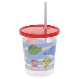 Cup, Lid & Straw Combo Kid 12 OZ PP Clear Aquarium Stock Print 500/Case