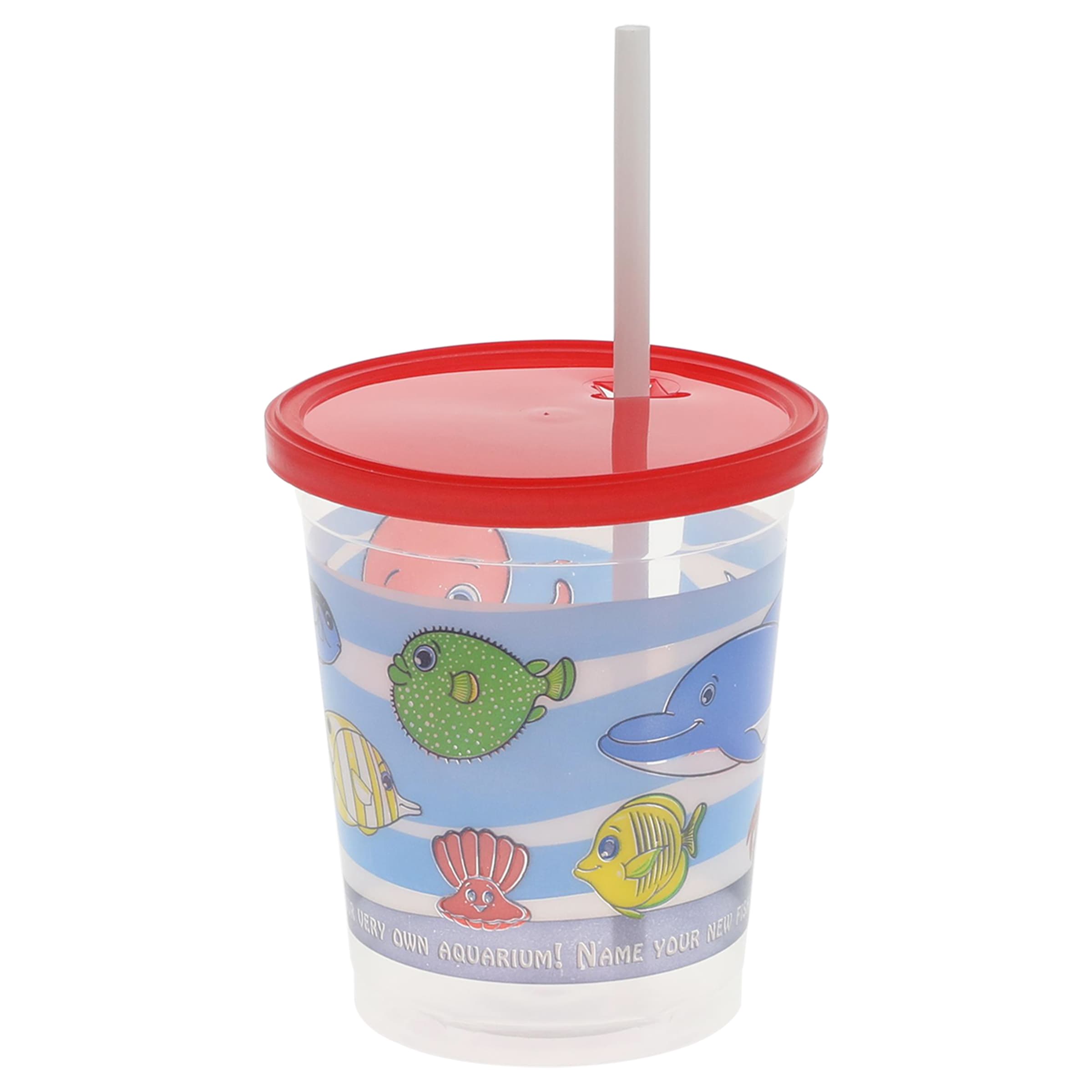 Cup, Lid & Straw Combo Kid 12 OZ PP Clear Aquarium Stock Print 500/Case
