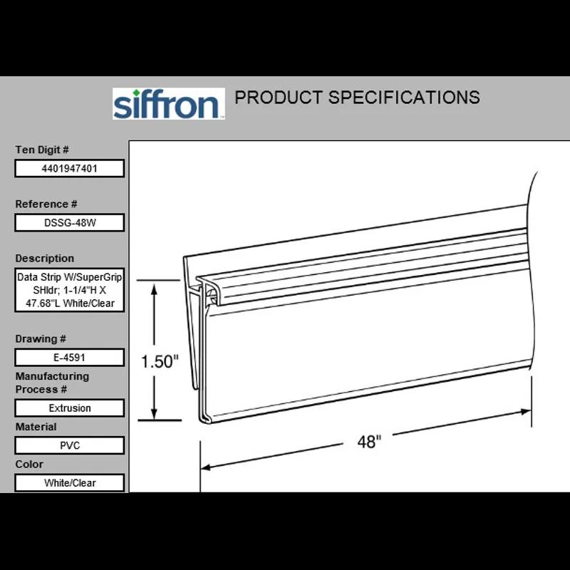 Data Strip® SuperGrip® Shelf Label Holder 47.68X1.25 IN White 50/Case