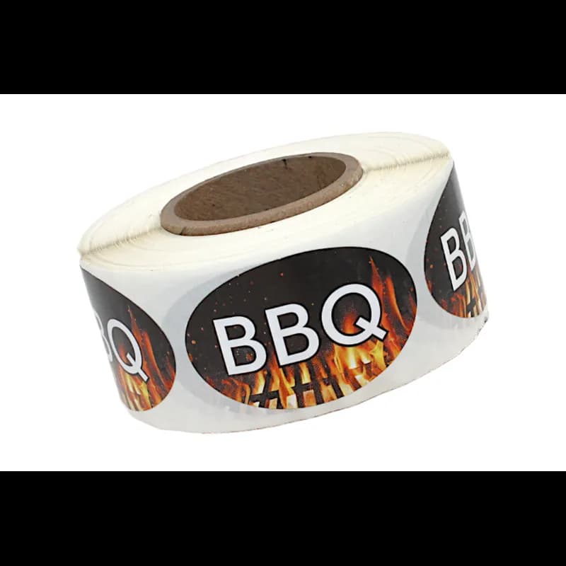 BBQ Meat Flavor Label 1.25X2 IN Oval 4 Color Process 500 Count/Roll 20 Rolls/Case 10000 Count/Case