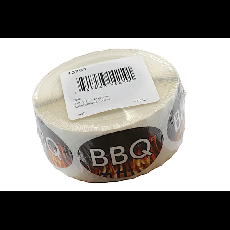 BBQ Meat Flavor Label 1.25X2 IN Oval 4 Color Process 500 Count/Roll 20 Rolls/Case 10000 Count/Case