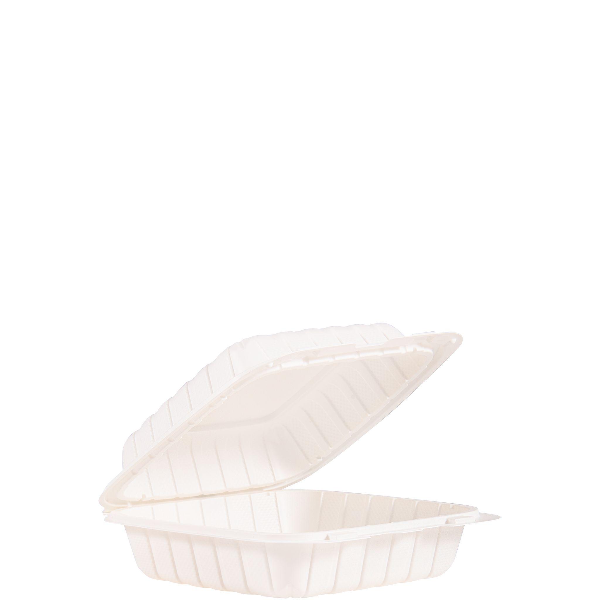 Dart® Take-Out Container Hinged 8X8.25X3 IN PP White Leak Resistant 75 Count/Bag 2 Bags/Case 150 Count/Case