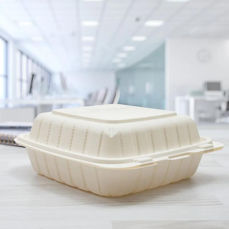 Dart® Take-Out Container Hinged 8X8.25X3 IN PP White Leak Resistant 75 Count/Bag 2 Bags/Case 150 Count/Case