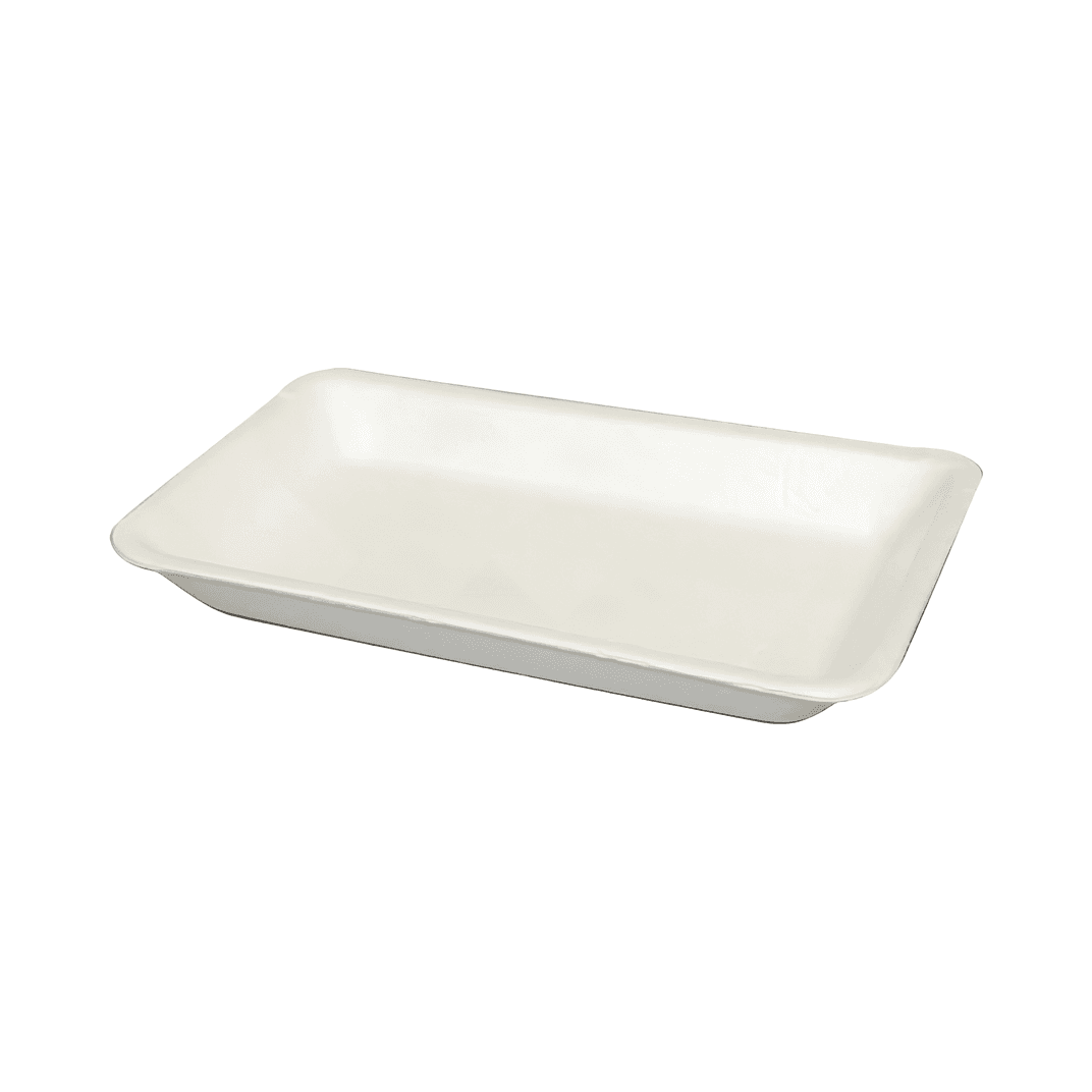 11P Meat Tray 7X11X1.34 IN Polystyrene Foam White Rectangle Heavy 400/Bundle