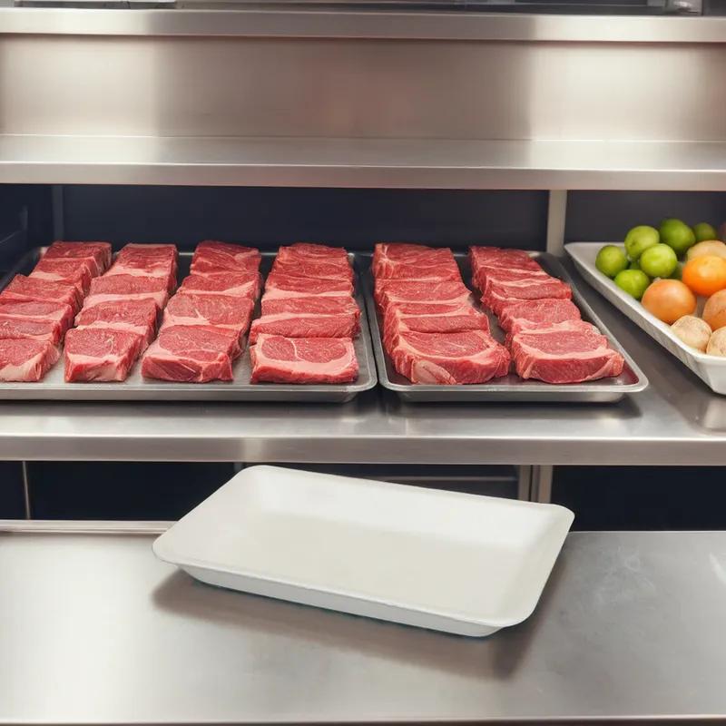 11P Meat Tray 7X11X1.34 IN Polystyrene Foam White Rectangle Heavy 400/Bundle