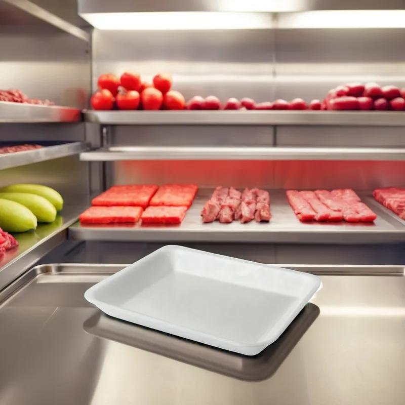 8S Meat Tray 8X10X0.63 IN Polystyrene Foam White Rectangle Heavy 500/Case