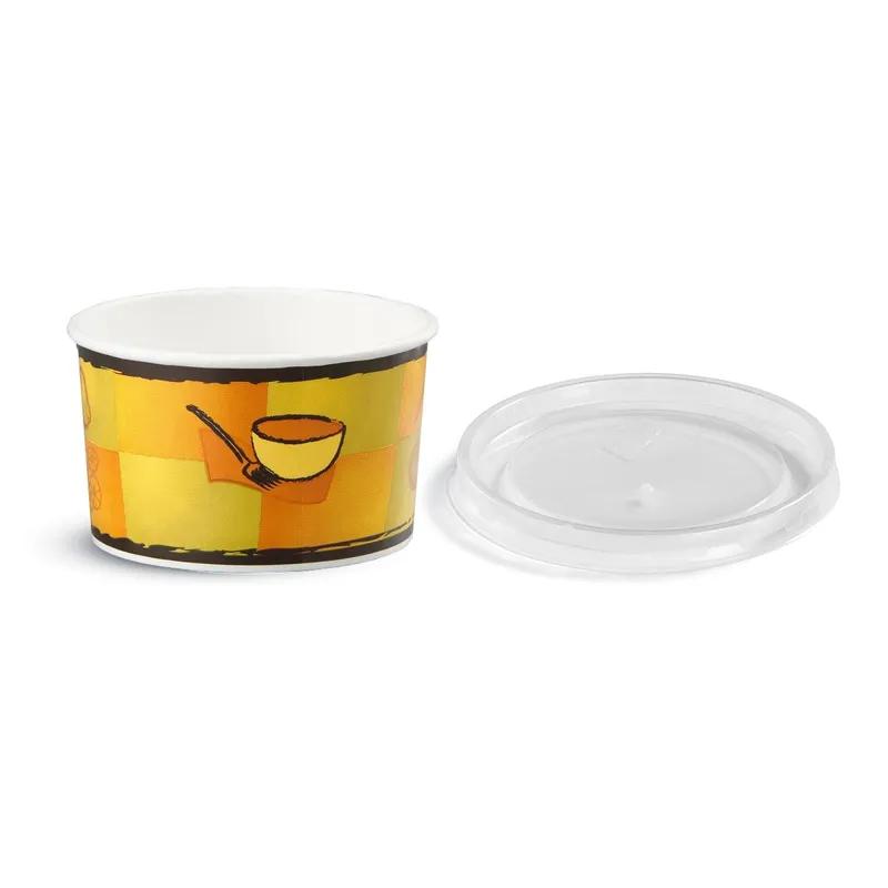 Soup Food Container Base & Lid Combo 16 OZ Paperboard Streetside Design Squat 250/Case