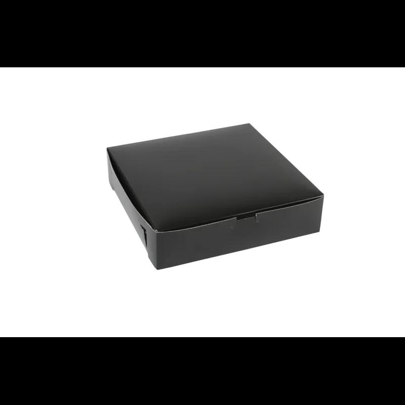 Bakery Box 10X10X2.5 IN Paperboard Black Gloss Corner Lock 1-Piece 250/Bundle