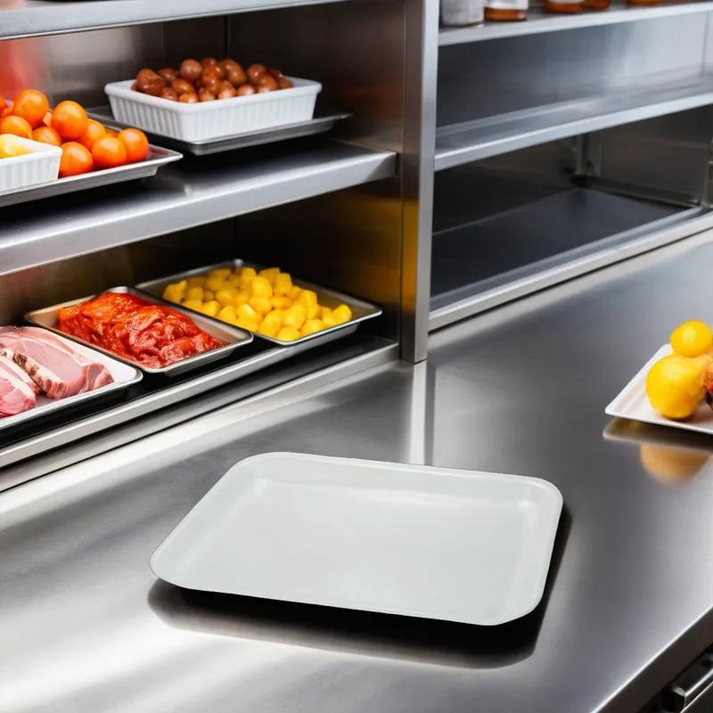 15P Meat Tray 8X14.75X1.45 IN Polystyrene Foam White Heavy 200/Bundle