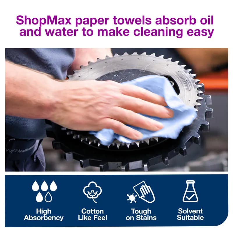 Tork ShopMax Cleaning Wipe 13.10X9.90 IN 218.33 FT 1 Cloth Blue Centerpull Refill Heavy Duty 200 Count/Pack 2 Packs/Case