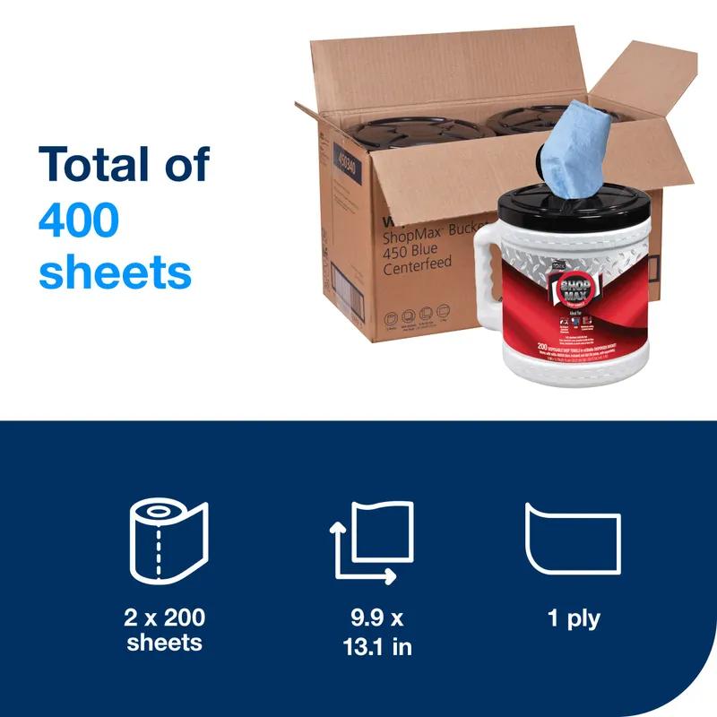 Tork ShopMax Cleaning Wipe 13.1X9.9 IN 218.333 FT Blue Centerpull Refill Dry Heavy Duty 200 Count/Pack 2 Packs/Case