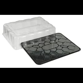 DisplayCake® 1/2 Sheet Cake Container & Lid Combo With Dome Lid 21.15X15.23X5 IN PET Black Clear 25/Case