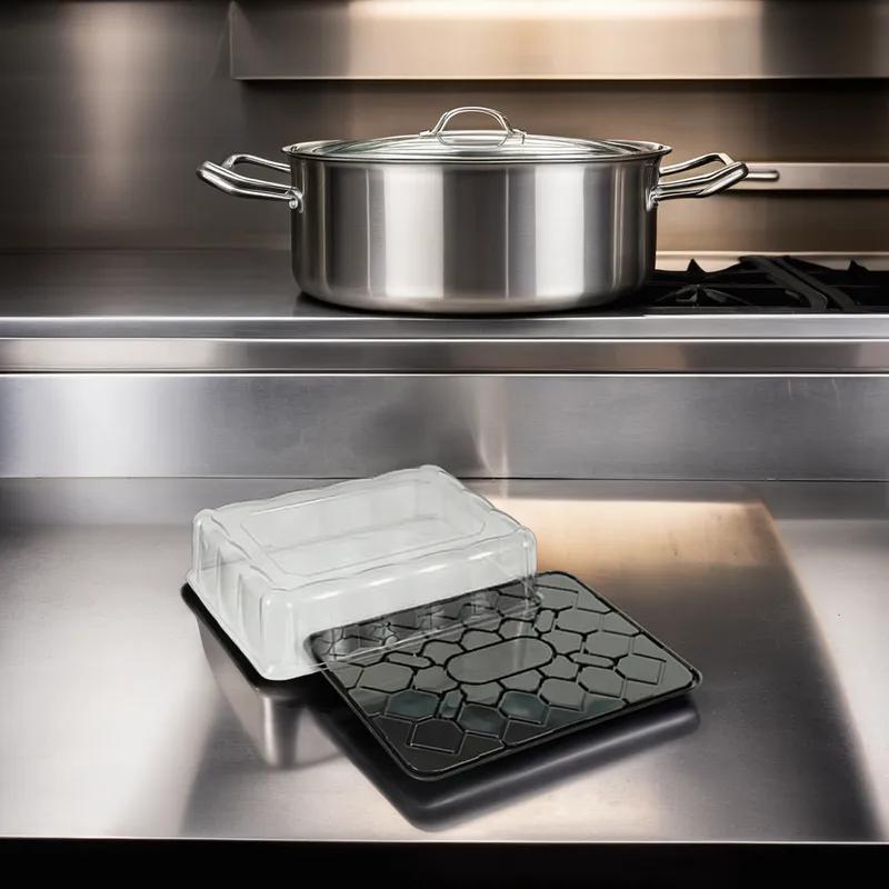 DisplayCake® 1/2 Sheet Cake Container & Lid Combo With Dome Lid 21.15X15.23X5 IN PET Black Clear 25/Case