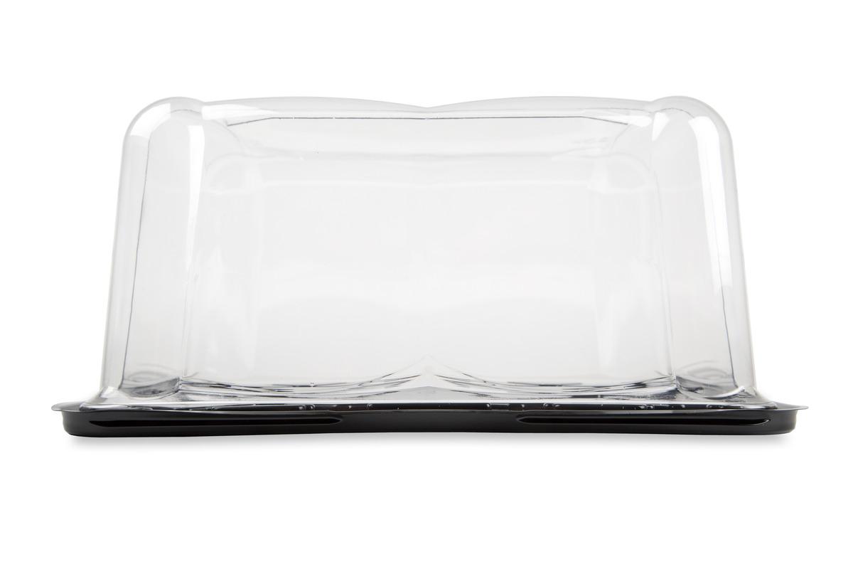 DisplayCake® 1/8 Sheet Cake Container & Lid Combo With Dome Lid 11X9X5 IN PET Black Clear 100/Case