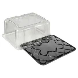 DisplayCake® 1/8 Sheet Cake Container & Lid Combo With Dome Lid 11X9X5 IN PET Black Clear 100/Case