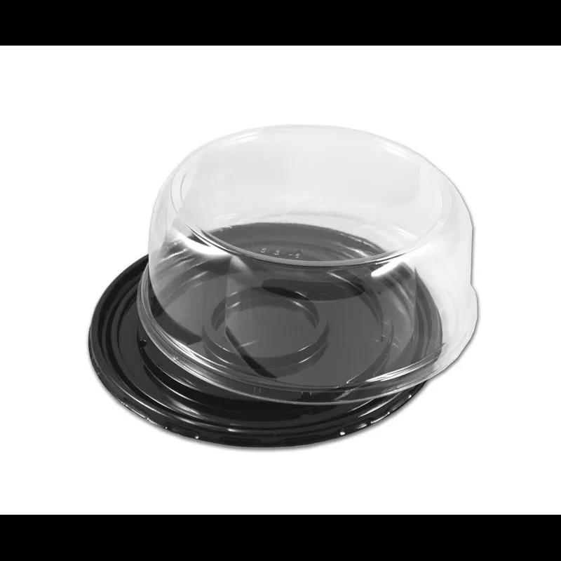DisplayCake® Cake Container & Lid Combo With Dome Lid 8 IN PET Black Clear Round 100 Count/Case 16 Cases/Pallet
