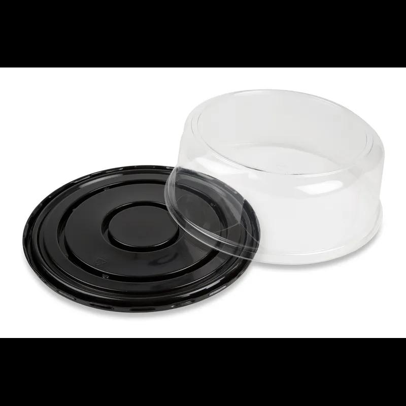 DisplayCake® Cake Container & Lid Combo With Dome Lid 8 IN PET Black Clear Round 100 Count/Case 16 Cases/Pallet
