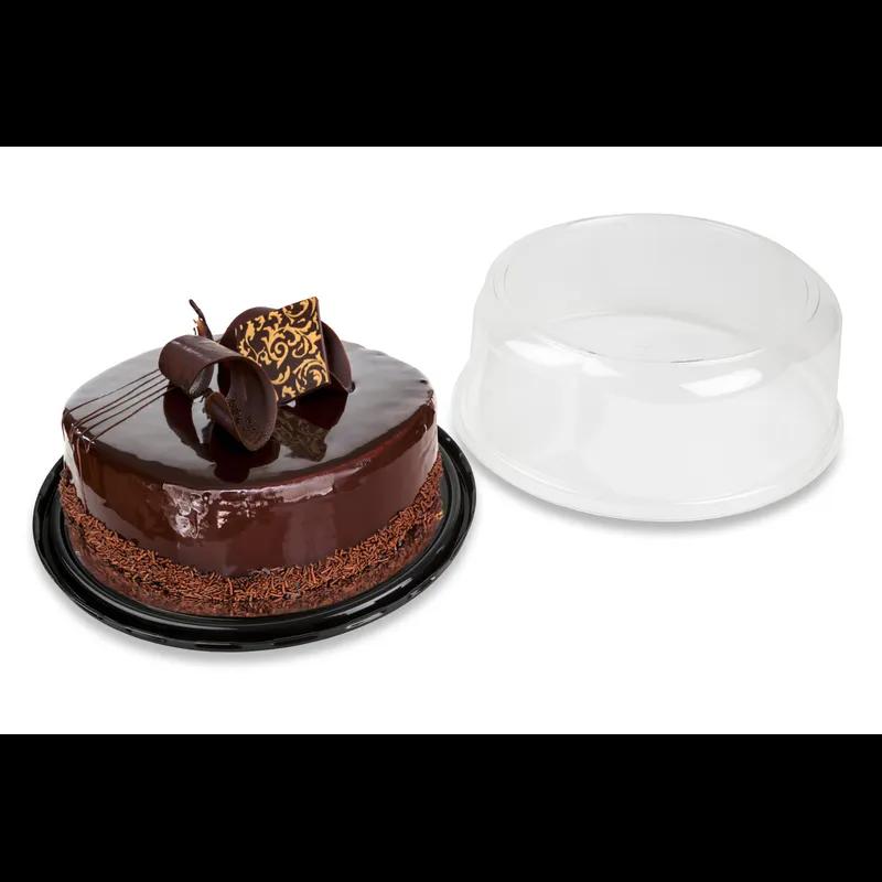 DisplayCake® Cake Container & Lid Combo With Dome Lid 8 IN PET Black Clear Round 100 Count/Case 16 Cases/Pallet