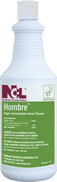 HOMBRE Toilet Bowl Cleaner 32 FLOZ Heavy Duty RTU Hydrochloric Acid 12/Case
