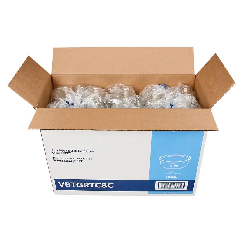 Victoria Bay Deli Container Base 8 OZ RPET Clear Round 50 Count/Pack 10 Packs/Case 500 Count/Case