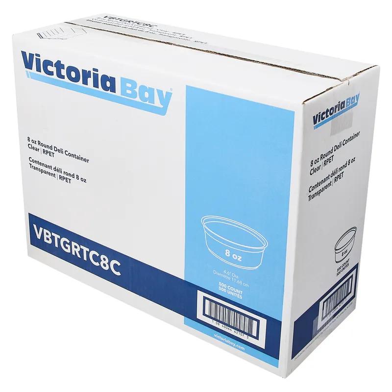 Victoria Bay Deli Container Base 8 OZ RPET Clear Round 50 Count/Pack 10 Packs/Case 500 Count/Case