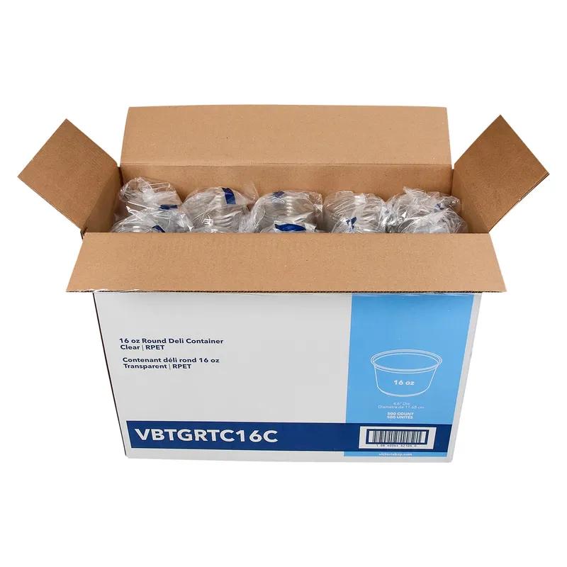 Victoria Bay Deli Container Base 16 OZ RPET Clear Round 50 Count/Pack 10 Packs/Case 500 Count/Case