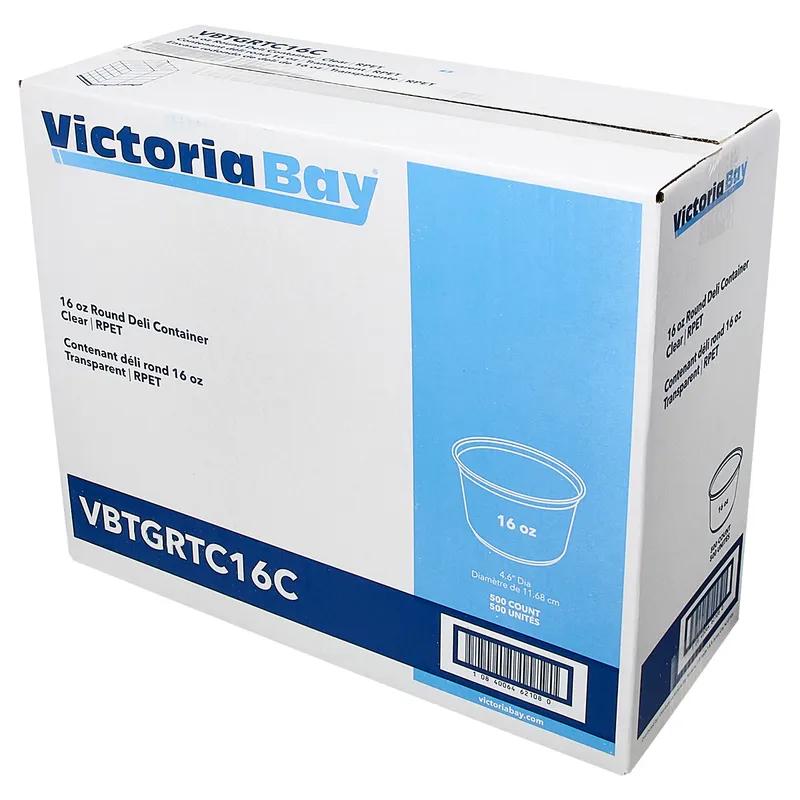 Victoria Bay Deli Container Base 16 OZ RPET Clear Round 50 Count/Pack 10 Packs/Case 500 Count/Case