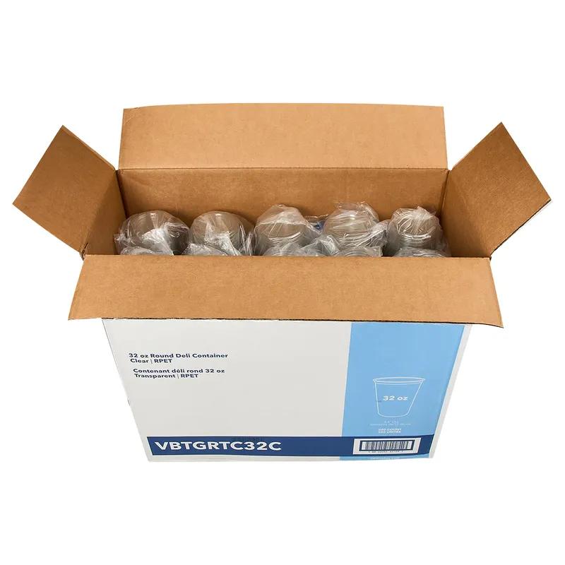 Victoria Bay Deli Container Base 32 OZ RPET Clear Round 50 Count/Pack 10 Packs/Case 500 Count/Case