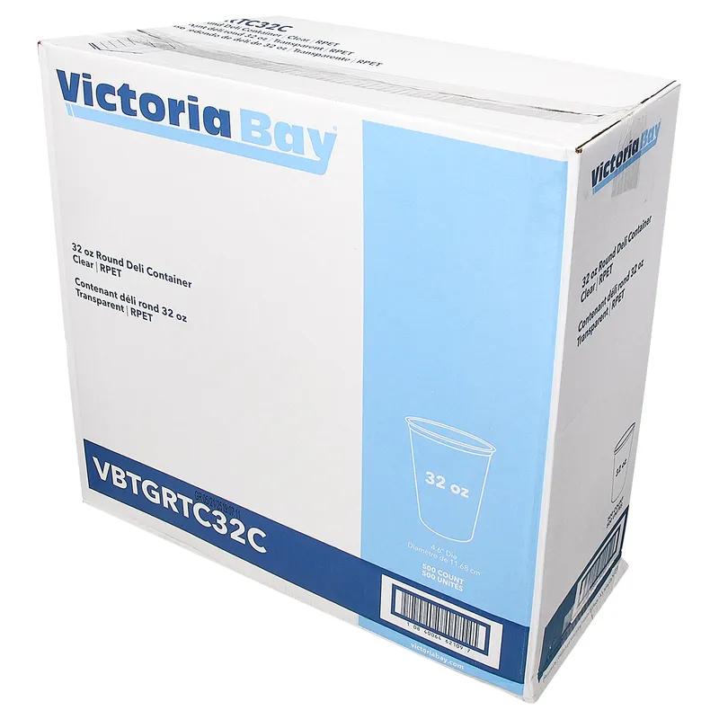 Victoria Bay Deli Container Base 32 OZ RPET Clear Round 50 Count/Pack 10 Packs/Case 500 Count/Case
