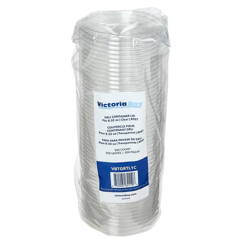 Victoria Bay Lid RPET Clear Round For 8-32 OZ Deli Container Recessed 50 Count/Pack 10 Packs/Case 500 Count/Case