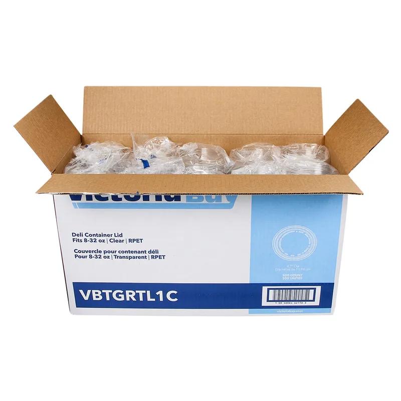 Victoria Bay Lid RPET Clear Round For 8-32 OZ Deli Container Recessed 50 Count/Pack 10 Packs/Case 500 Count/Case