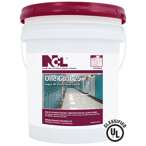 One Coat 25 Floor Finish 12X12X15 IN 5 GAL Burnishing RTU Metal Bonded Integrated Polymer 1/Pail