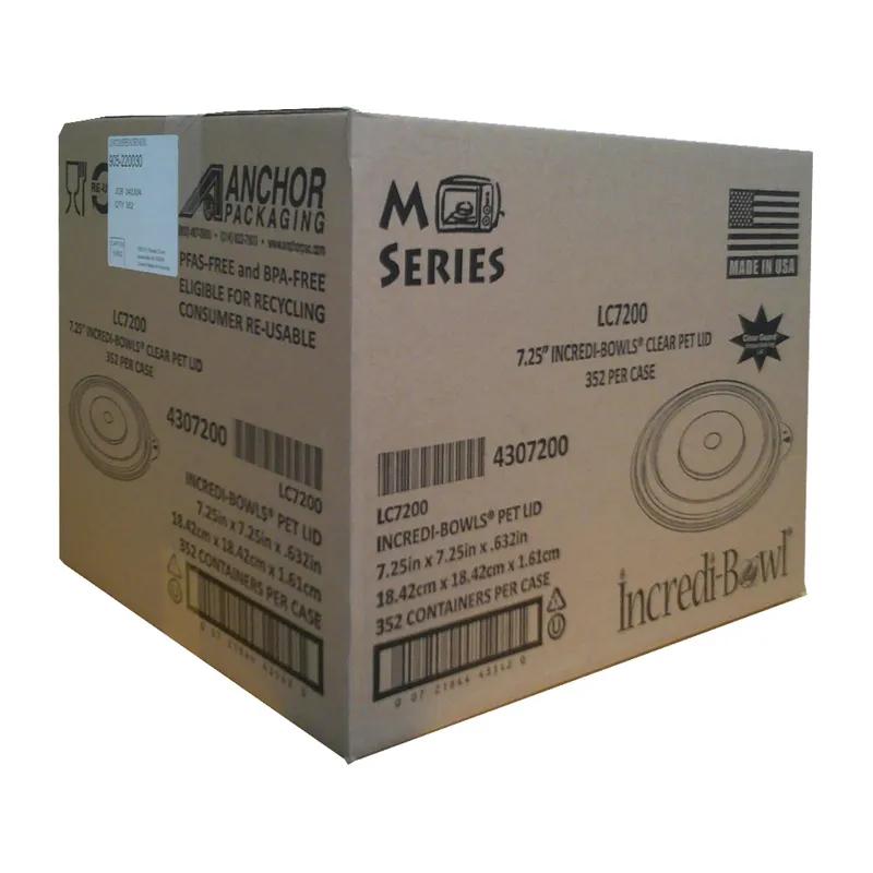 Incredi-Bowls® Lid 7.25X0.632 IN PET Clear Round For 20-24-28-32-40 OZ Cold Bowl Anti-Fog 352/Case