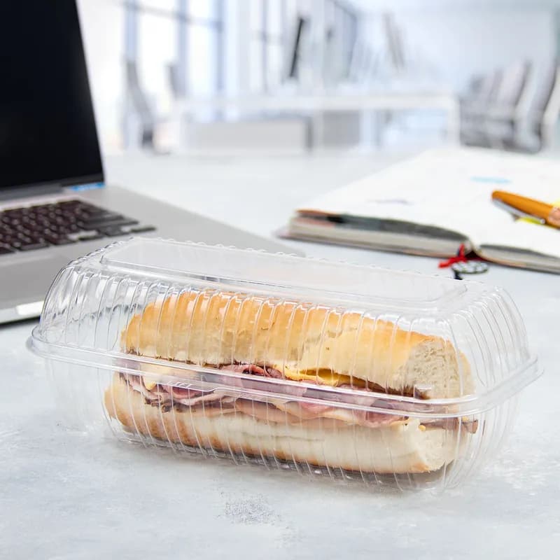 Dart® ClearSeal® Hoagie & Sub Take-Out Container Hinged 9.9X5.1X3.5 IN OPS Clear Rectangle 100 Count/Pack 2 Packs/Case