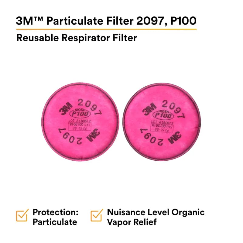 3M™ 2097/07184(AAD) Particulate Mask Replacement Filters 4.3X4.3 IN Nuisance Level Organic Vapor Relief 100/Case