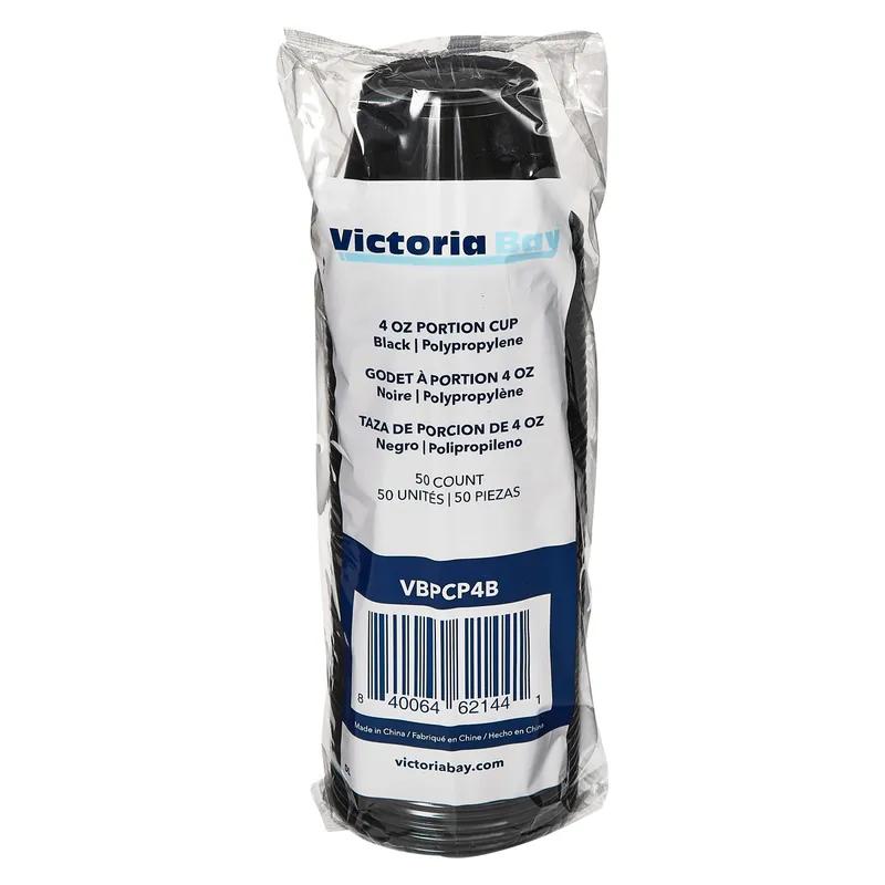 Victoria Bay Souffle & Portion Cup 4 OZ PP Black Round 50 Count/Pack 50 Packs/Case 2500 Count/Case