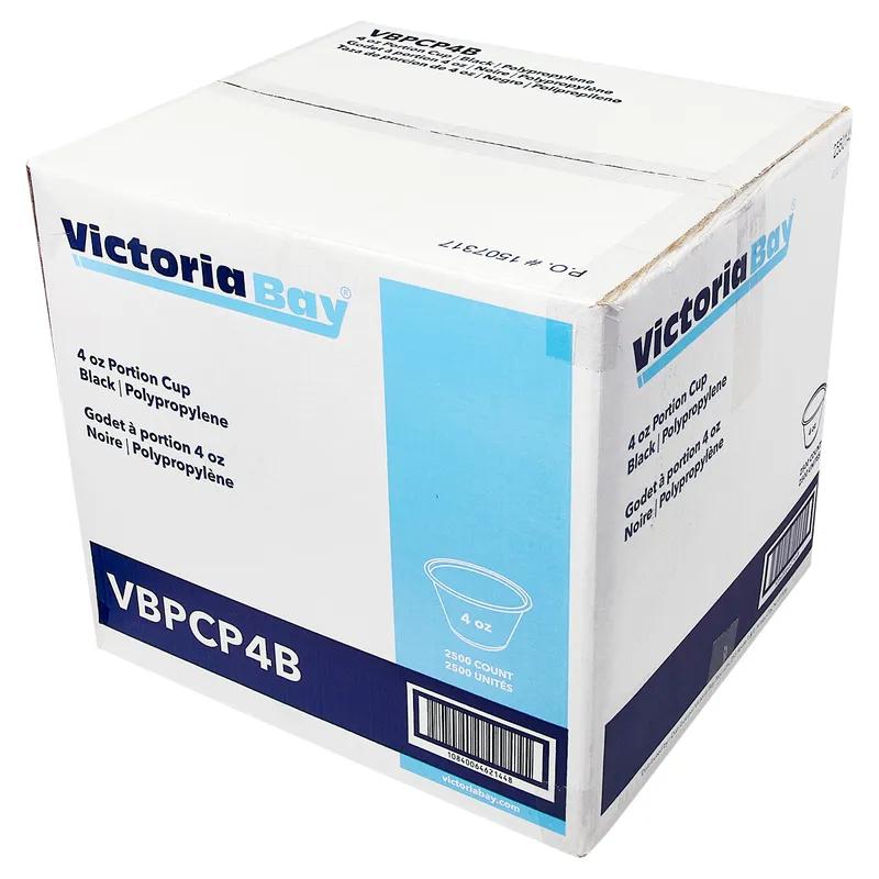 Victoria Bay Souffle & Portion Cup 4 OZ PP Black Round 50 Count/Pack 50 Packs/Case 2500 Count/Case