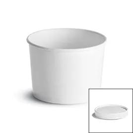 Soup Food Container Base & Lid Combo With Flat Lid 12 OZ Paperboard White Round 250/Case