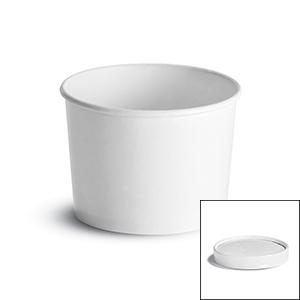 Soup Food Container Base & Lid Combo With Flat Lid 12 OZ Paperboard White Round 250/Case
