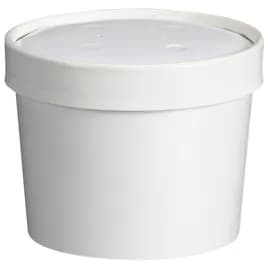 Soup Food Container Base & Lid Combo With Flat Lid 12 OZ Paperboard White Round 250/Case